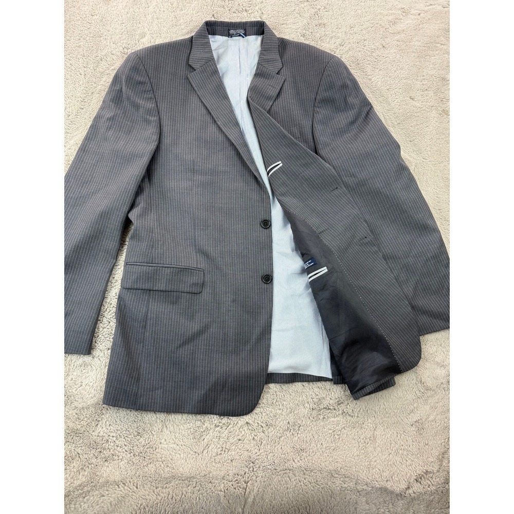Tommy Hilfiger Men's Gray Pinstripe Wool Blazer Jacket‎ Size L46